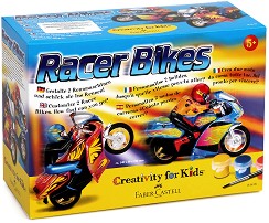 Декорирай сам състезателни мотори Faber-Castell - Творчески комплект от серията Creativity for Kids