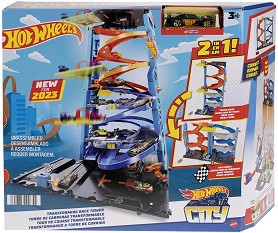 Състезателна писта кула 2 в 1 - Mattel - С количка от серията Hot Wheels — HKX43