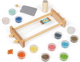 Тъкачен стан с мъниста - Bigjigs Toys - Творчески комплект — 36065