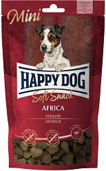 Лакомства за кучета с чувствително храносмилане Happy Dog Mini Africa - 100 г, с щраусово, от серията Soft Snack, в зряла възраст, до 10 кг