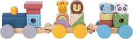 Дървен влак с животни - Tooky Toy — TJ002