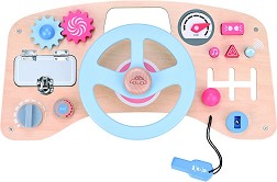 Детски дървен волан с активности - Lelin Toys — L50257