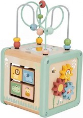 Дидактически дървен куб с активности - Tooky Toy — TJ006