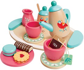Дървен сервиз за чай Птици - HaPe