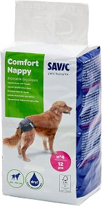 Пелени за куче Savic Comfort Nappy T4 - 12 броя, от 40 до 48 см