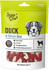 Лакомства за кучета Jerky Time - 80 г, с патешко и калциеви кокалчета