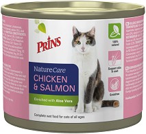 Натурална консерва за котки Prins - 200 г, с пилешко и сьомга, от серията NatureCare
