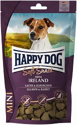 Лакомства за кучета за красива козина Happy Dog Mini Ireland - 100 г, със сьомга и заешко, от серията Soft Snack, в зряла възраст, до 10 кг
