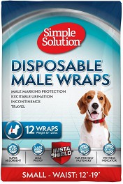 Пелени за мъжки кучета Simple Solution Small - 12 броя, от 30 до 48 см