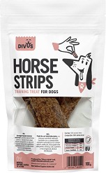 Натурални тренировъчни лакомства за кучета Divus Strips - 100 г, от конско месо, за всички породи