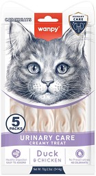 Кремообразни лакомства за котки с уринарни проблеми Wanpy Urinary Care - 5 × 14 г, с патешко и пилешко, за над 3 месеца