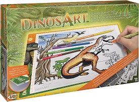 Светеща дъска за рисуване и прекопиране Динозаври - DinosArt - Творчески комплект — D15151