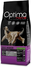 Суха храна за кучета Optima Nova Adult Medium — 12 кг, с пилешко и ориз, за средни породи, над 1 година
