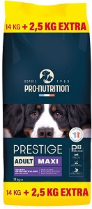 Суха храна за кучета Pro-Nutrition Adult Maxi - 14 + 2,5 кг подарък, от серията Prestige Dog, за средни породи, с тегло от 10 до 25 кг