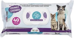 Мокри кърпички за домашни любимци Leopet Refresh Sensitive - 40 броя, с лавандула