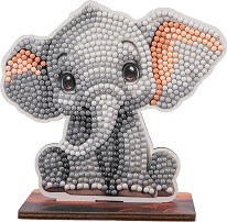 Декорирай сам фигурка на Слон - Craft Buddy - Творчески комплект от серията Crystal Art