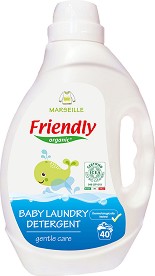 Течен бебешки перилен препарат Friendly Organic Marseille - 2 l, с нежен аромат на традиционен марсилски сапун - перилен препарат