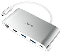 USB-C  Hama - 8  (1x LAN/Ethernet, 1x HDMI, 3x USB , 2x USB-C, 1x VGA) - 