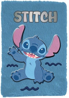 Тефтер с плюшени корици Stitch - A4, широки редове на тема Лило и Стич