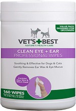 Почистващи кърпички за очи и уши за кучета и котки Vet's Best - 160 броя
