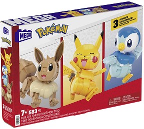 Конструктор на Пикачу, Иви и Пиплъп - Mega - 583 части на тема Pokemon — HNT94