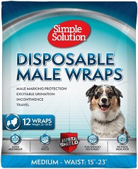 Пелени за мъжки кучета Simple Solution Medium - 12 броя, от 38 до 58 см