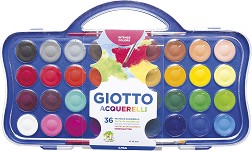 Акварелни бои Giotto - 36 цвята с 2 четки за рисуване