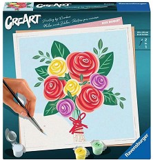 Нарисувай картина Букет рози - Ravensburger - Творчески комплект с акрилни бои от серията CreArt — 25520