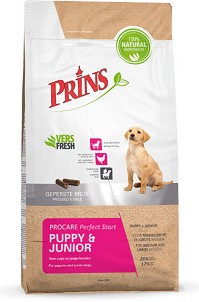 Натурална студено пресована суха храна за кучета Prins Puppy and Junior Perfect Start — 3 кг, с пилешко и пуешко, от серията ProCare, от 4 седмици до 1 година