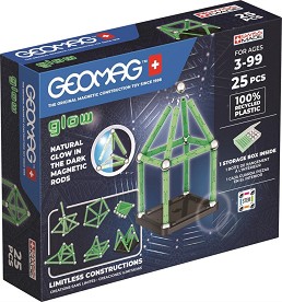 Светещ магнитен конструктор Geomag - Glow - От 25 част