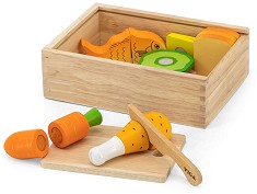 Дървен комплект за игра Хранителни продукти - Viga Toys - С аксесоари — 44542