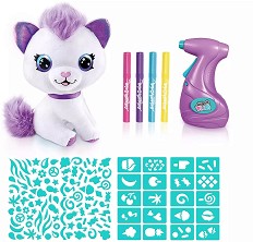 Плюшена котка за оцветяване - Canal Toys - Творчески комплект от серията Airbrush Plush