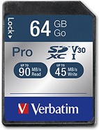 SDXC   64 GB Verbatim Pro Secure - Class 10, U3, V30 - 