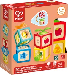 Дървени кубчета Числа - HaPe - 4 броя