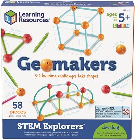 Детски конструктор Geomakers - Learning Resources - От 58 части — LER 9293