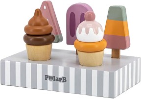 Дървен комплект за игра Сладоледи - Viga Toys - 5 броя от серията PolarB — 44057