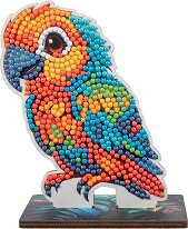 Декорирай сам фигурка на Папагал - Craft Buddy - Творчески комплект от серията Crystal Art