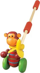 Дървена играчка за бутане Маймунка - Orange Tree Toys - От серията Animals Collection — OTT02636