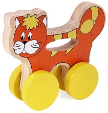 Котенце - Дървена играчка на колелца — Woodyland 93033