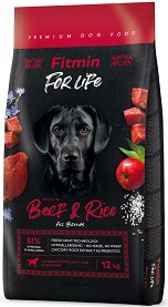 Суха храна за кучета Fitmin Adult - 12 кг, с говеждо и ориз, от серията For Life, в зряла възраст