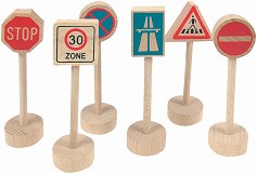 Дървени пътни знаци - С височина 10.5 cm — Woodyland 90575