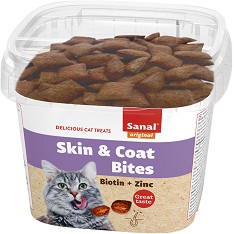 Лакомства за котки за красива козина Sanal Skin & Coat Bites - 75 г, с биотин и цинк