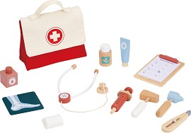 Дървен лекарски комплект - Lelin Toys - С чанта — L50263