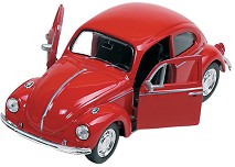 Метална количка VW Beetle 1960 - Goki - С отварящи се врати и pull-back механизъм — 12130