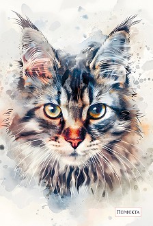Ученическа тетрадка с широки редове - Формат A5 с 40 листа от колекция Котки акварел — pfP312