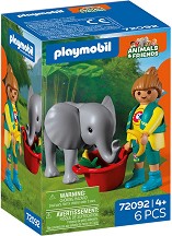 Playmobil Animals and Friends - Бебе слонче и гледач на животни — 72092