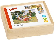 Дървени кубчета с приказки - Goki - В кутия — 57877