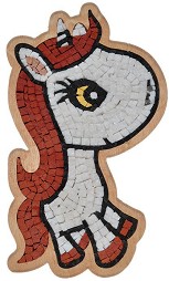 Каменна мозайка Еднорог с червена грива - Neptune Mosaic - С размери 18 х 30.5 cm