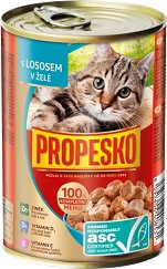 Консерва за котки PROPESKO — 415 г, 415 и 12 × 415 г, със сьомга, в зряла възраст