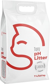 Тофу постелка за котешка тоалетна с pH индикатор KITTIES — 5 × 7 л, 18 и 2 × 18 л, с активен въглен